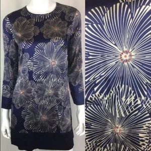 Bebe Long Sleeve Floral Keyhole Tunic Dress